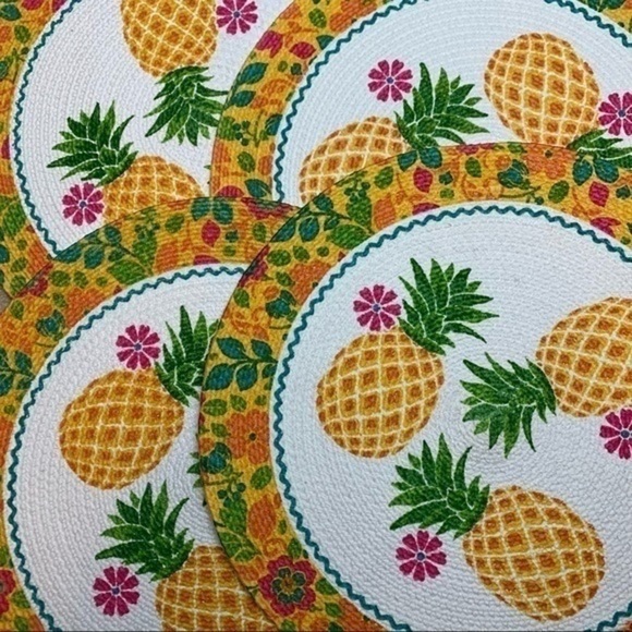 Kay Dee Design Summer Fun braided pineapple round placemat set 4 NEW - Picture 4 of 6